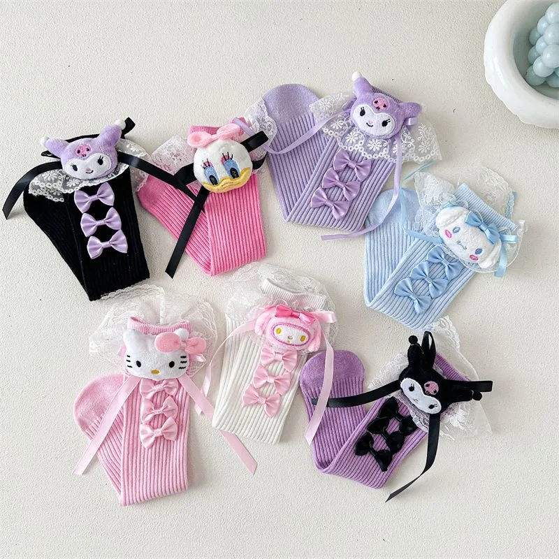Kuromi Hello Kitty Anime Kawaii Sanrio enfants chaussettes décontractées mignon dessin animé belle poupée pendentif bas bébé cadeaux jouets