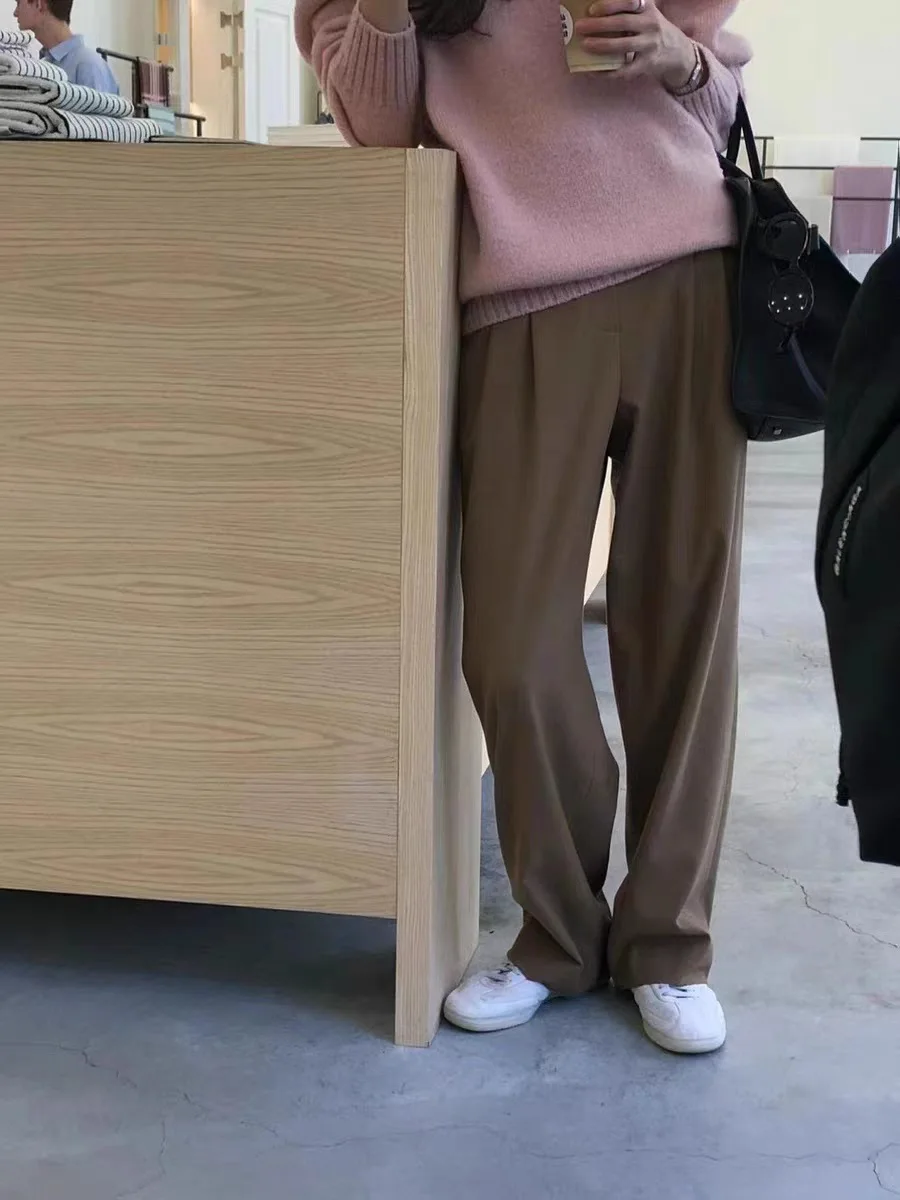 

Selfwill женские повседневные шерстяные брюки плиссированные утягивающие прямые брюки для поездок на работу хлопковые длинные брюки для молодых женщин