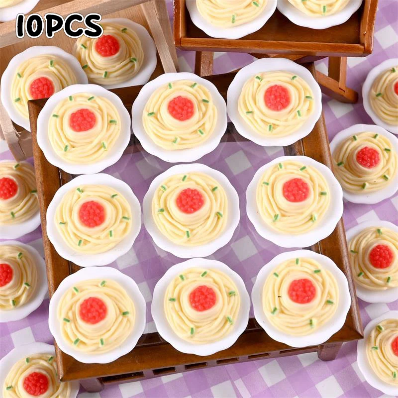 10개/봉지 귀여운 시뮬레이션 국수 인형집 장난감 액세서리 미니어처 음식 놀이 장면 모델 마이크로 풍경 장식품 홈 데코