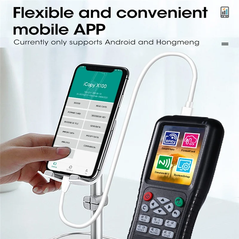 

B50C X100 RFID NFC Smart Card Reader Writer +5X5200 Keychain RFID Duplicator ID IC Card Programmer Encrypted Key Copier