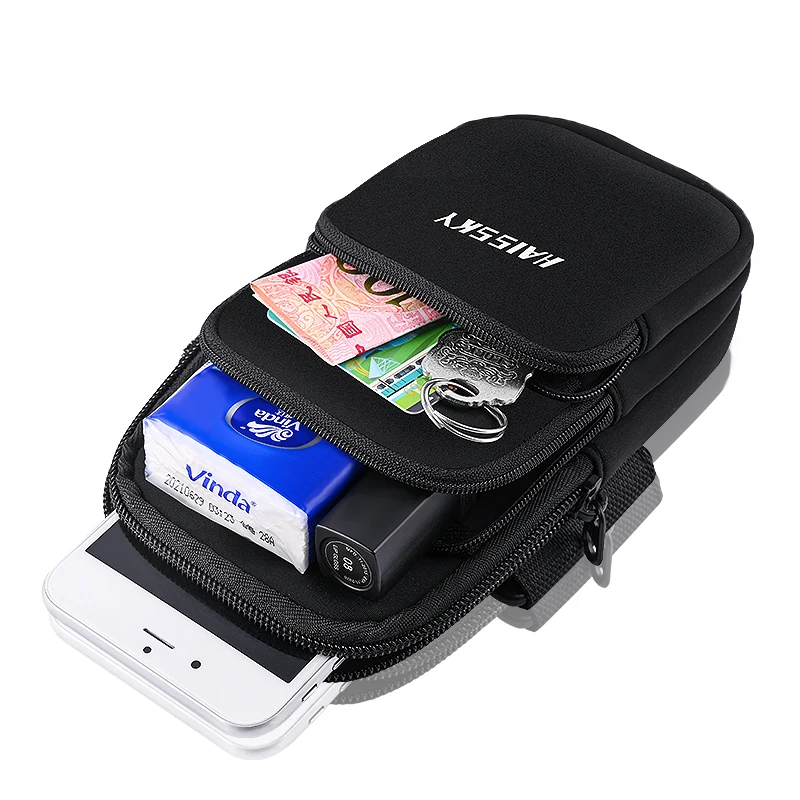 HSK3033 On Hand Sport Running Arm Bag For iPhone 13 12 Pro Max 3 Zipper Pockets Phone Pouch Cover For Samsung S22 Ultra Xiaomi