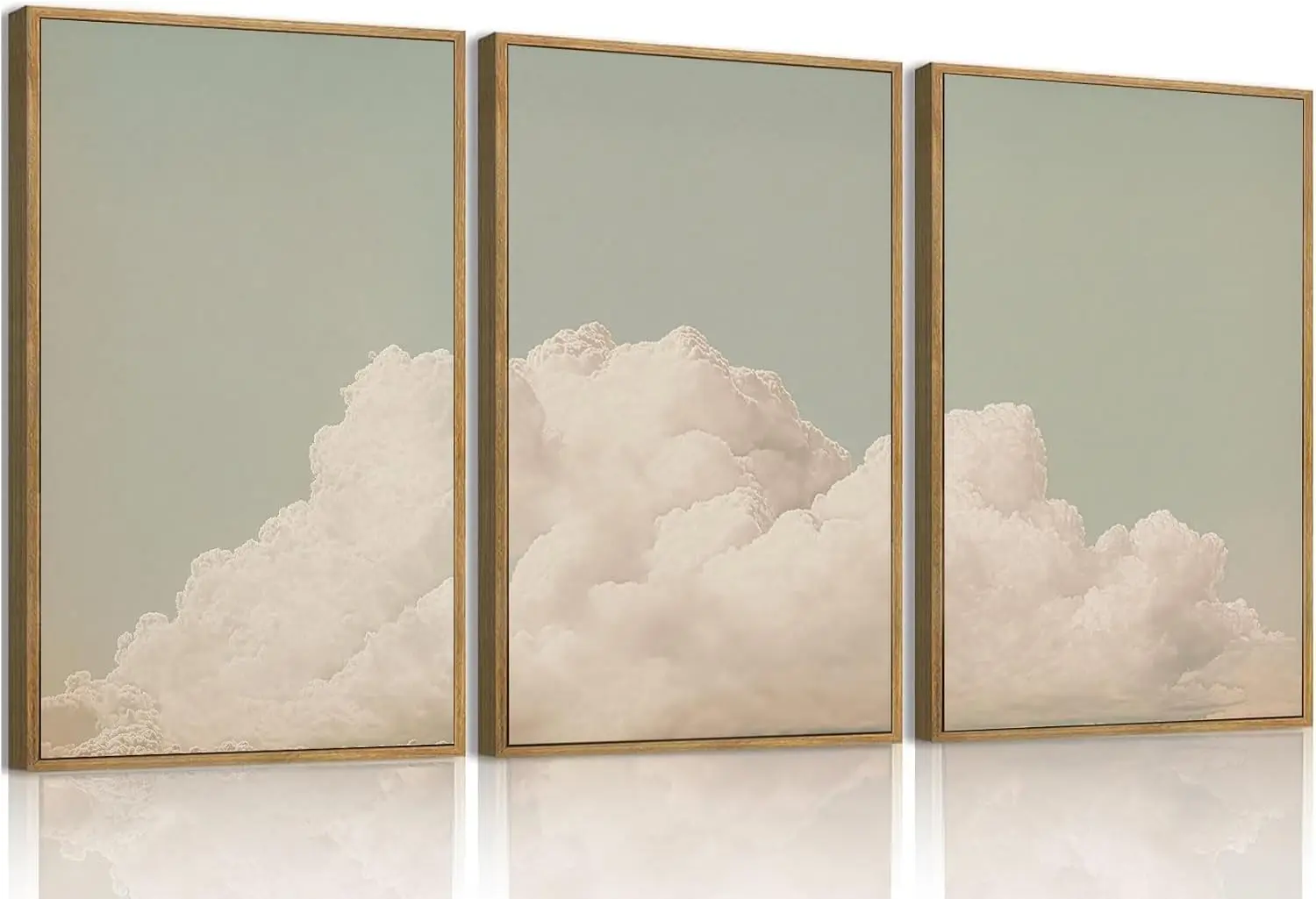 24x36 Inch 3-Piece Framed Abstract Canvas Wall Art, Minimalist Dream Cloud Textured Wall Prints, Neutral Tone Indoor Wall Decor for Living Room Bedroom Office