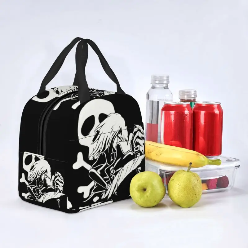 Espaço personalizado Pirata Capitão Harlock Lunch Bag Mulheres Japão Anime Manga Cooler Isolado Térmico Lunch Box para Adult Office