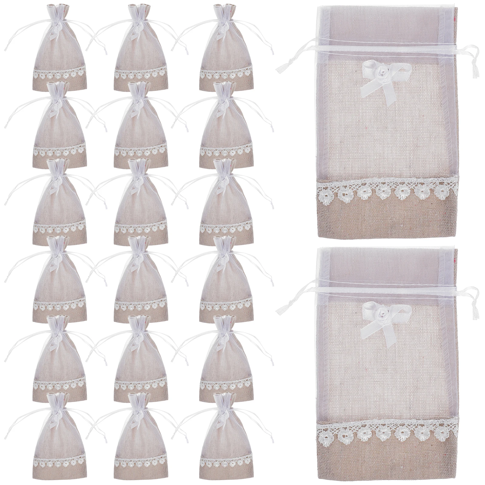 

24 Pcs Drawstring Sachet Bags Jewelry Storage Pouches Wedding Party Favor Bags Reusable Bowtie Design Gift Packaging