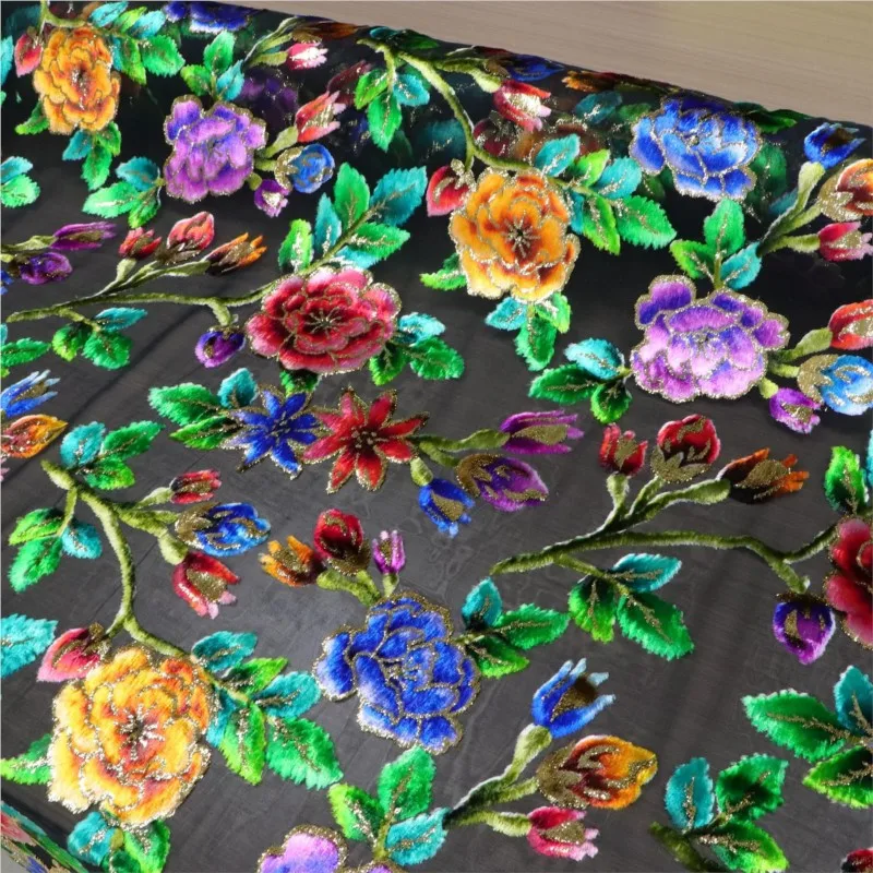 실크 자카드 벨벳 밝은 직조 조젯 원단 드레스 치파오