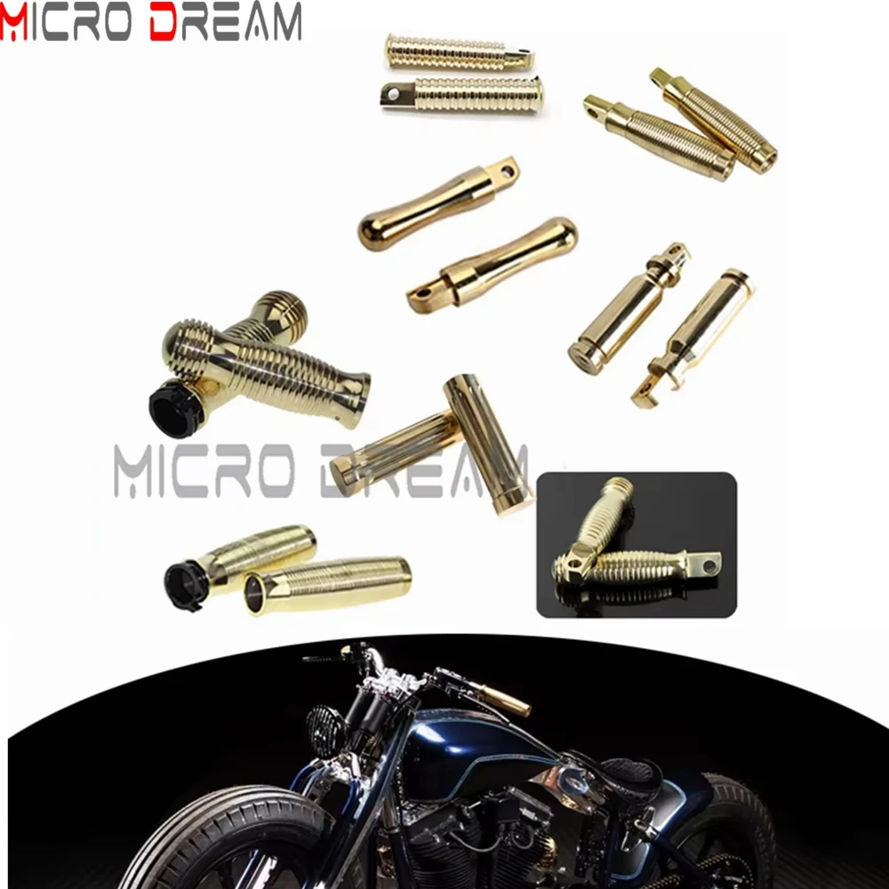 Brass Motorcycle Footpeg Foot Peg Male Mount Footrest Pedals Universal For Harley Chopper Bobber Cafe Racer Custom Honda Yamaha