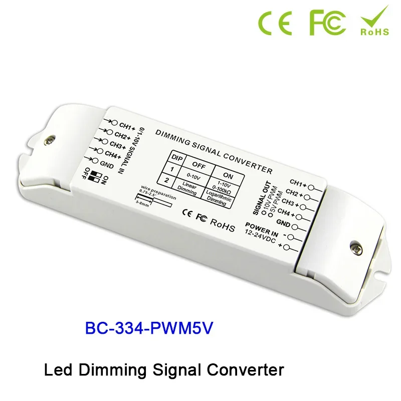 Bincolor 12V 24V DC LED dimming signal converter DIP switches out 0/1-10V analog signal 5V PWM/10V PWM*4CH 40mA*4CH LED Dimmer