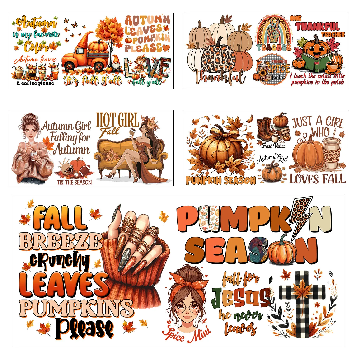 

Fall cozy Cottagecore vibe easy peel waterproof DIY Decals 3D transfers uvdtf crystal stickers 16oz uv dtf cup wraps