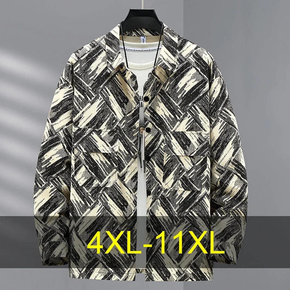 

Vintage Cargo Jacket Men 10XL 11XL Plus Size Jackets Spring Autumn Jackets Fashion Print Coat Male Big Size 11XL