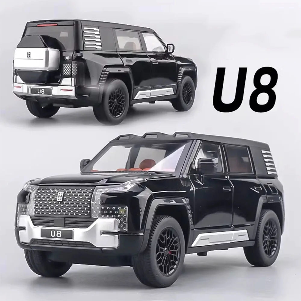 1:24 스케일 양왕 U8 모델카 장난감 합금 다이캐스트 사운드 라이트 도어 오픈 풀백 미니어처 차량 어린이 선물용