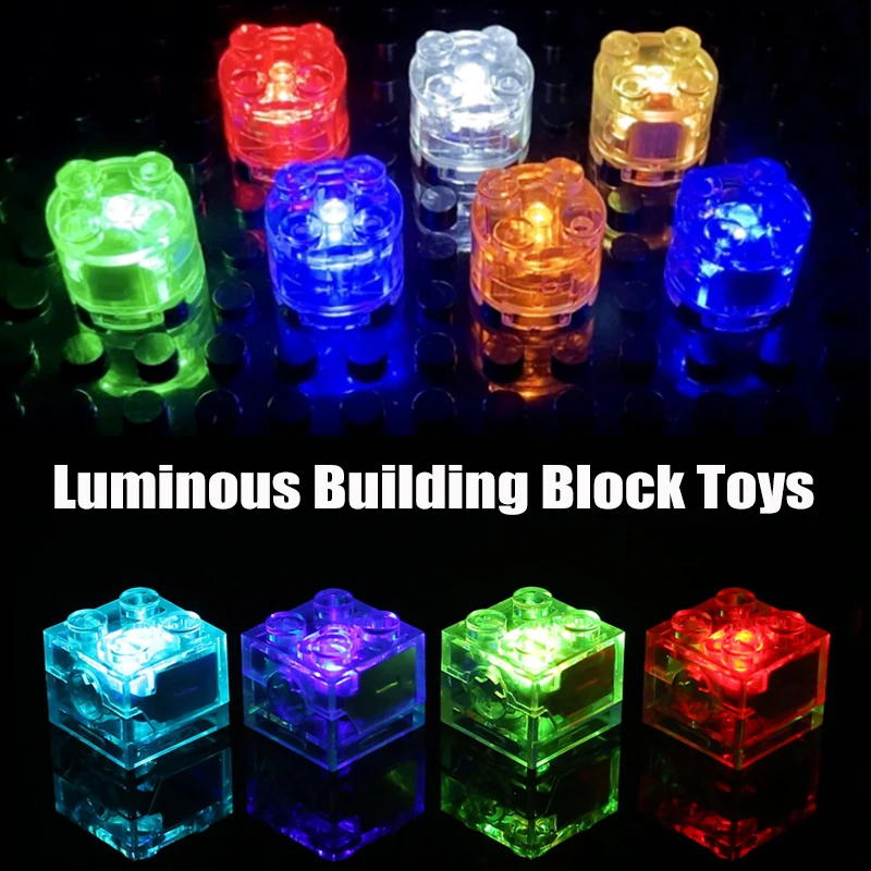 

2Pcs Diy Toys Round/Square Led Light Brick Luminescent Lamp Colorful Accessories Building Micro Landscape Scene Layout Materials