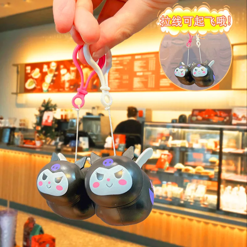 Sanrio Kuromi Cartoon Doll Toys Easy to play and unzip the flying toy with flying wings and pendant keychain Birthday Present