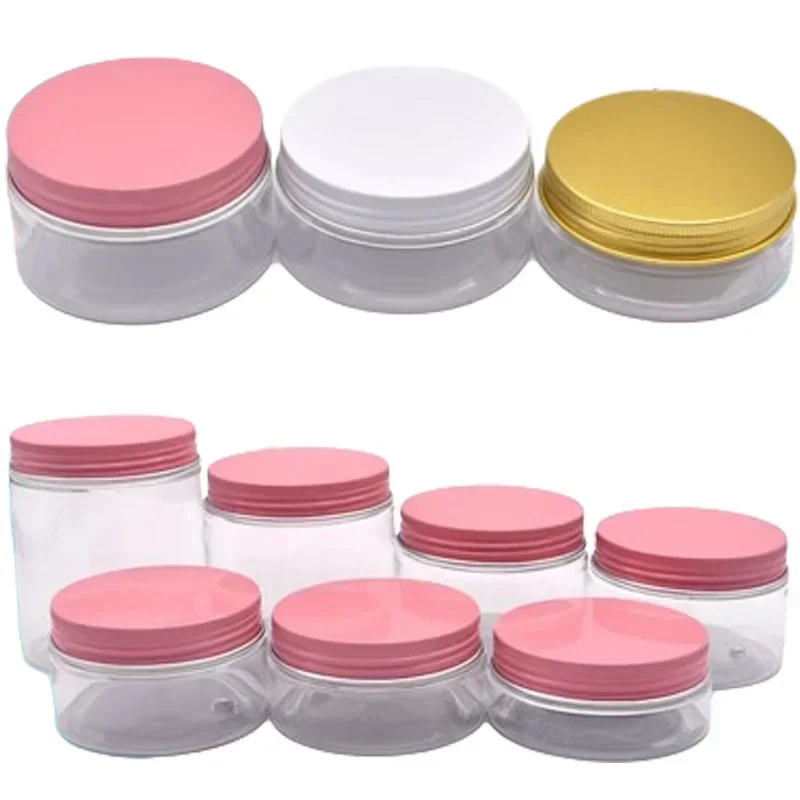 12Pcs 50/80/100/120/150/200/250g Storage Jars Empty Transparent Plastic Jar With Lids Cosmetic Face Cream Bottles Food Container