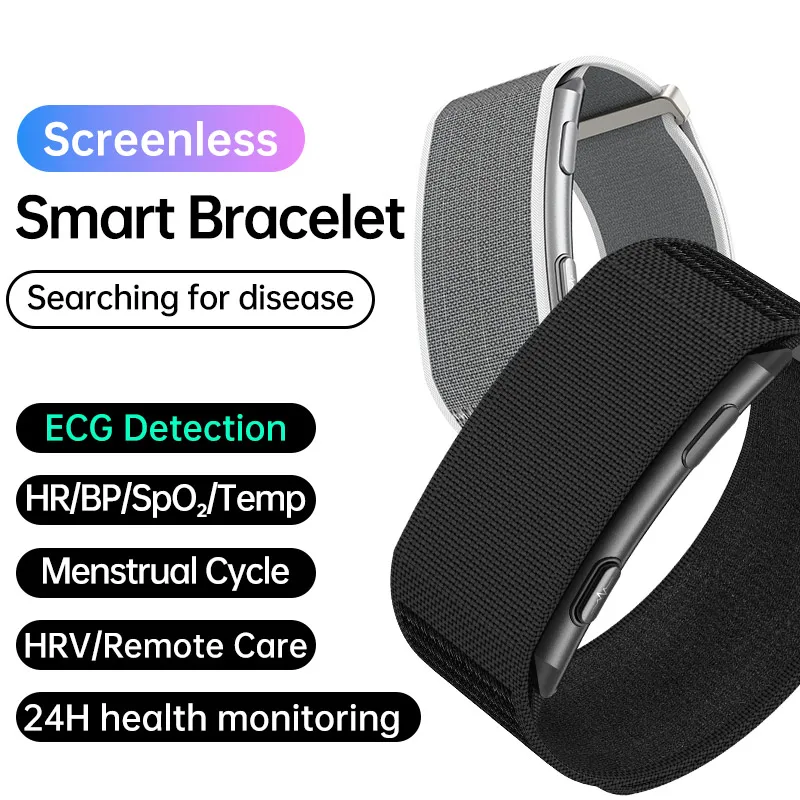 Relógio Fitness P13 Sem Tela, Monitor de Saúde com ECG, Oxigênio no Sangue, Frequência Cardíaca e Temperatura Corporal, Pulseira Inteligente de Nylon 