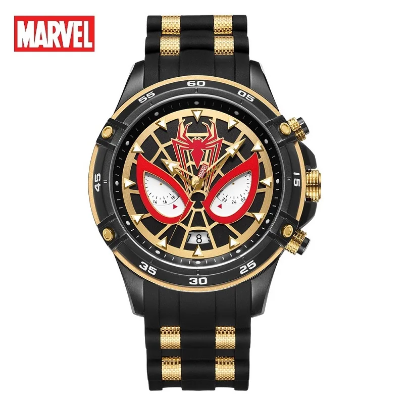 Marvel Avengers Iron Spider Man Black Panther For Mens Watch Quartz Wristwatch Coated Glass Multiple Time Male Relogio Masculino