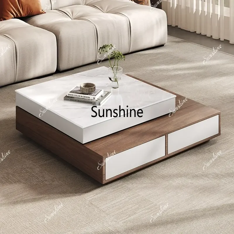 Technology stone rotating square coffee table simple and fashionable small apartment household  FT