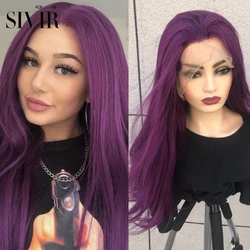 Sivir Synthetic Purple Lace Brazilian Wig Long Straight Wigs For Women Middle Part Hair Party/Daily/Cosplay Heat Resistant Fiber