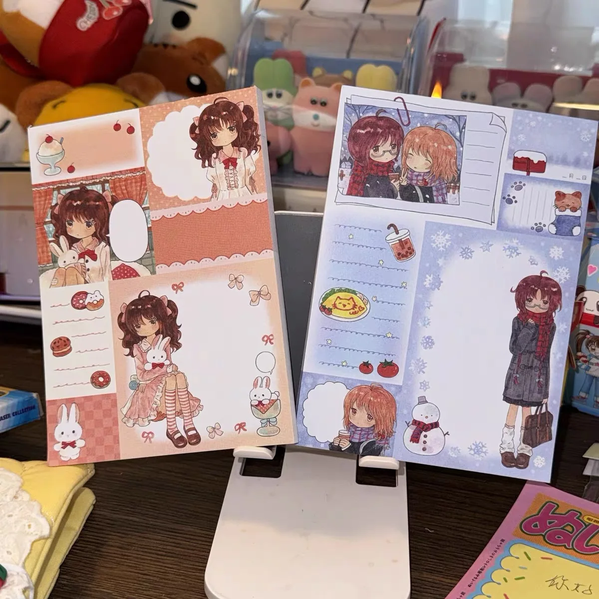 

Милая мультяшная розовая и синяя книга Scholl для маленькой девочки, декоративная липкая записка