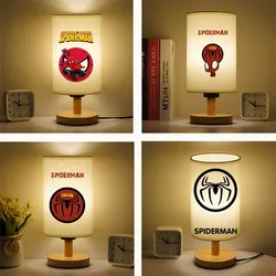 Marvel Spiderman cool creative cartoon bedroom bedside simple button-type fabric table lamp birthday gift for children and boys