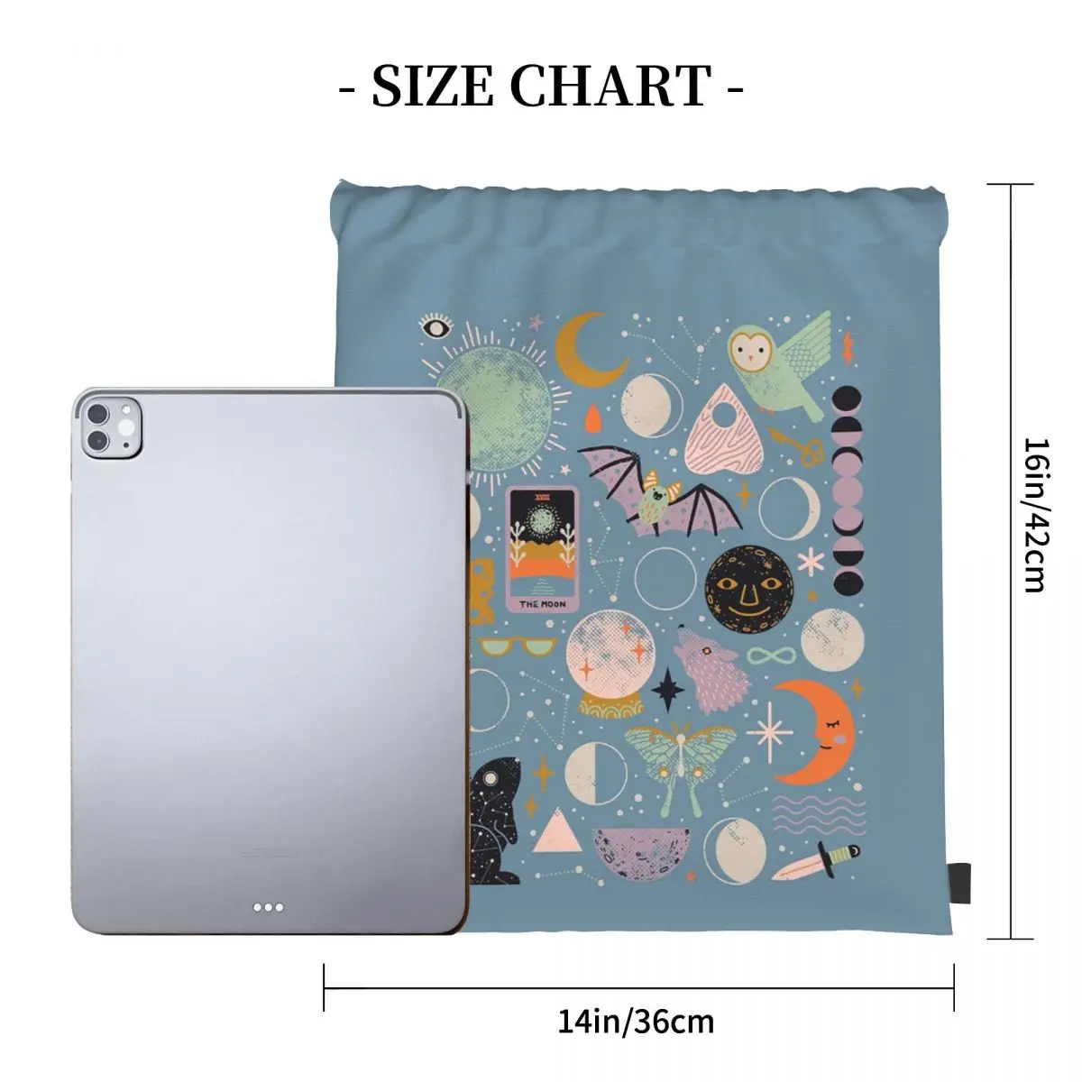 Lunar Pattern Blue Moon Backpacks Multi-function Portable Drawstring Bags Sports Bag Book Bags For Travel Students