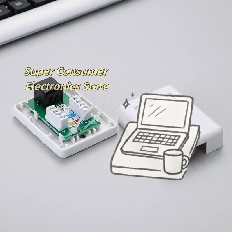 Port Surface Mount Box Impact Resistant ABS Face Plate Keystone Jack for Server Room Network Equipment Setup