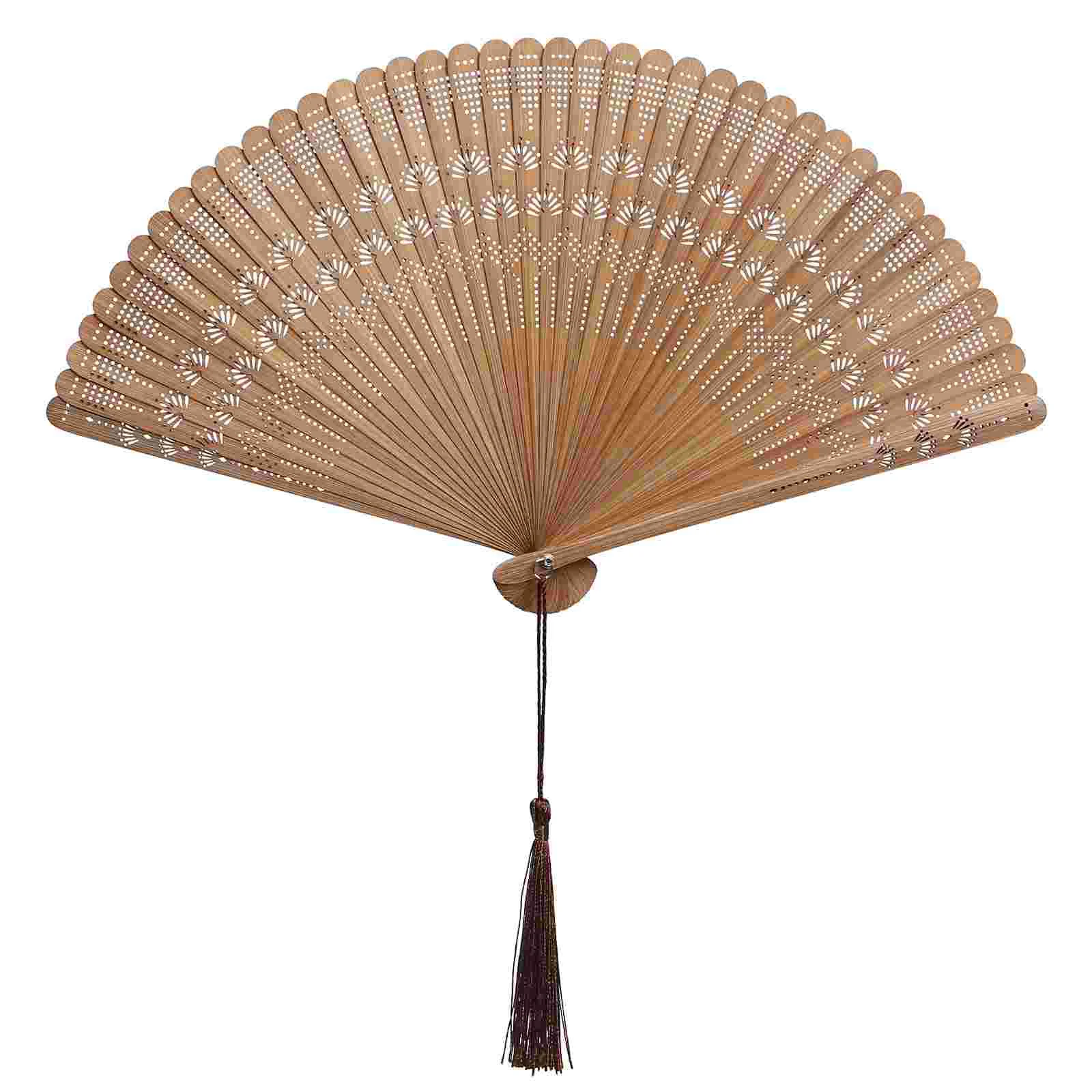 Portable Foldable Bamboo Handheld Chinese Folding Fan for Men Women Lace Fabric Fans for Performance Decoration