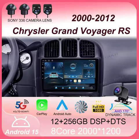 For Dodge Caravan 4 For Chrysler Grand Voyager RS 2000 - 2012 Android 15 Carplay Auto Car Radio Multimedia Video Player GPS WIfi