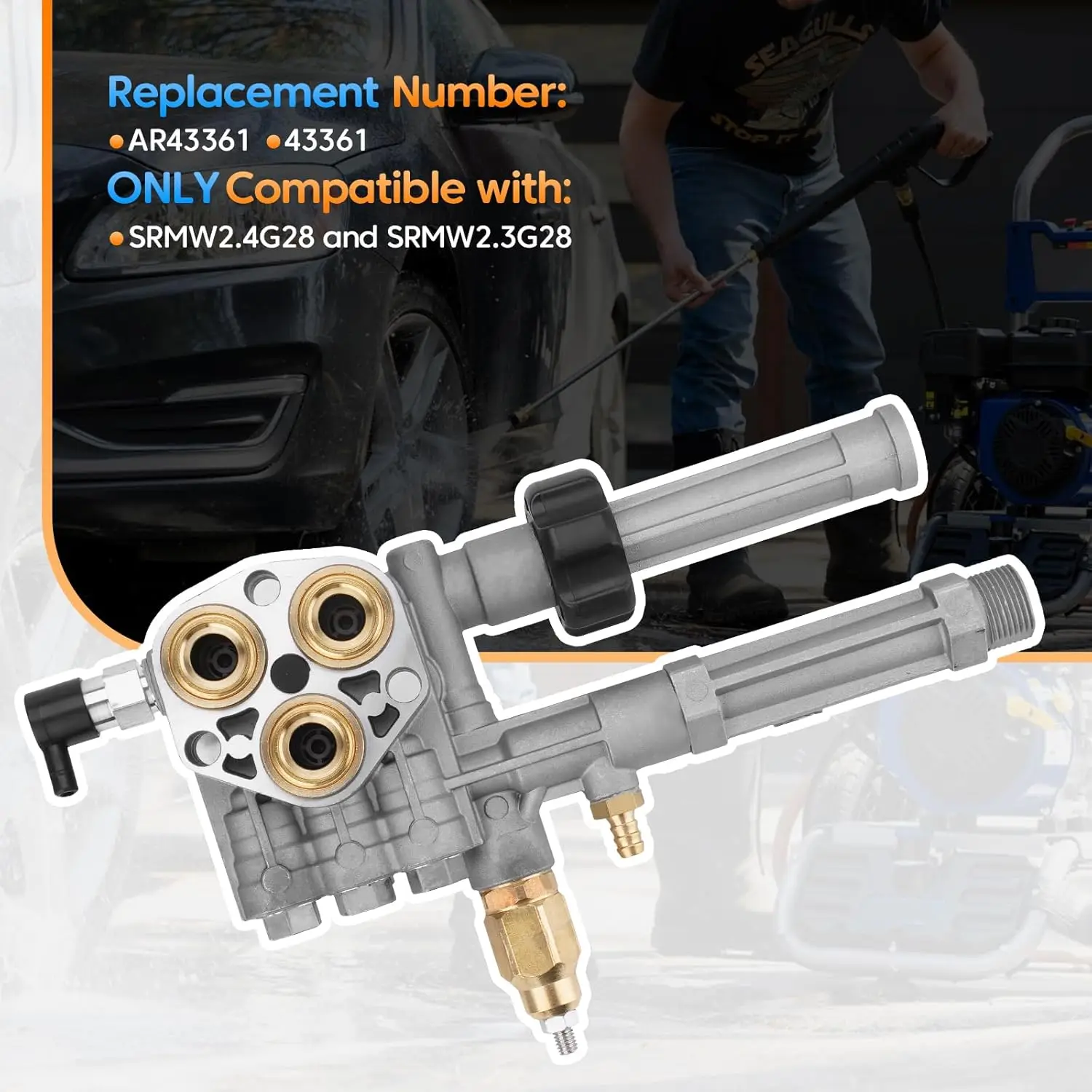 AR43361 SRMW2.4G28 SRMW2.3G28用高圧洗浄機ポンプアセンブリ（アンローダー＆サーマルリリーフバルブ付き）