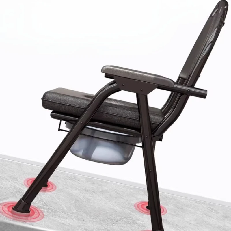 Commode Chair Foldable Portable Toilet Seat Anti Slip Legs Bedside Potty for Elderly Night Use