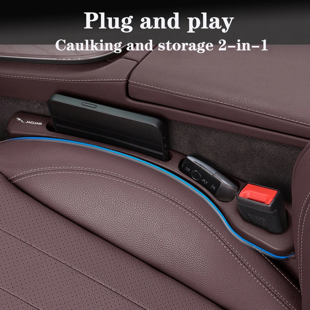 2pcs Car Seat Gap Plug Strip Side Seam Car Gap Filler Seat Storage for Jaguar XF XJ XFR XKR S-Type F-Type X-Type F-Pace I-Pace