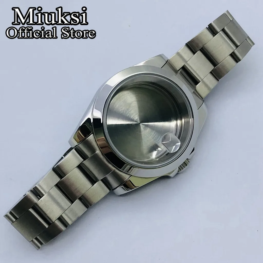 Miuksi 36mm/40mm silver watch case sapphire glass fit NH35 NH36 NH34 ETA2824 PT5000 movement