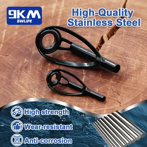 Imagen 2 del producto Kit de reparación de punta guía de caña de pescar, Kit de repuesto de caña giratoria de acero inoxidable, anillo de cerámica resistente al desgaste, agua salada y dulce