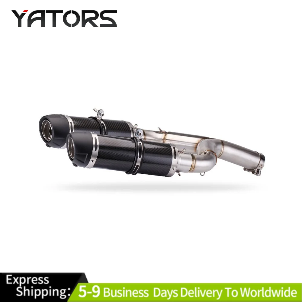 

For Aprilia Shiver 750 750GT 2016-2021 Mid Link Pipe + Exhaust Tips Carbon Fiber Exhaust Systems Exhausts Pipes