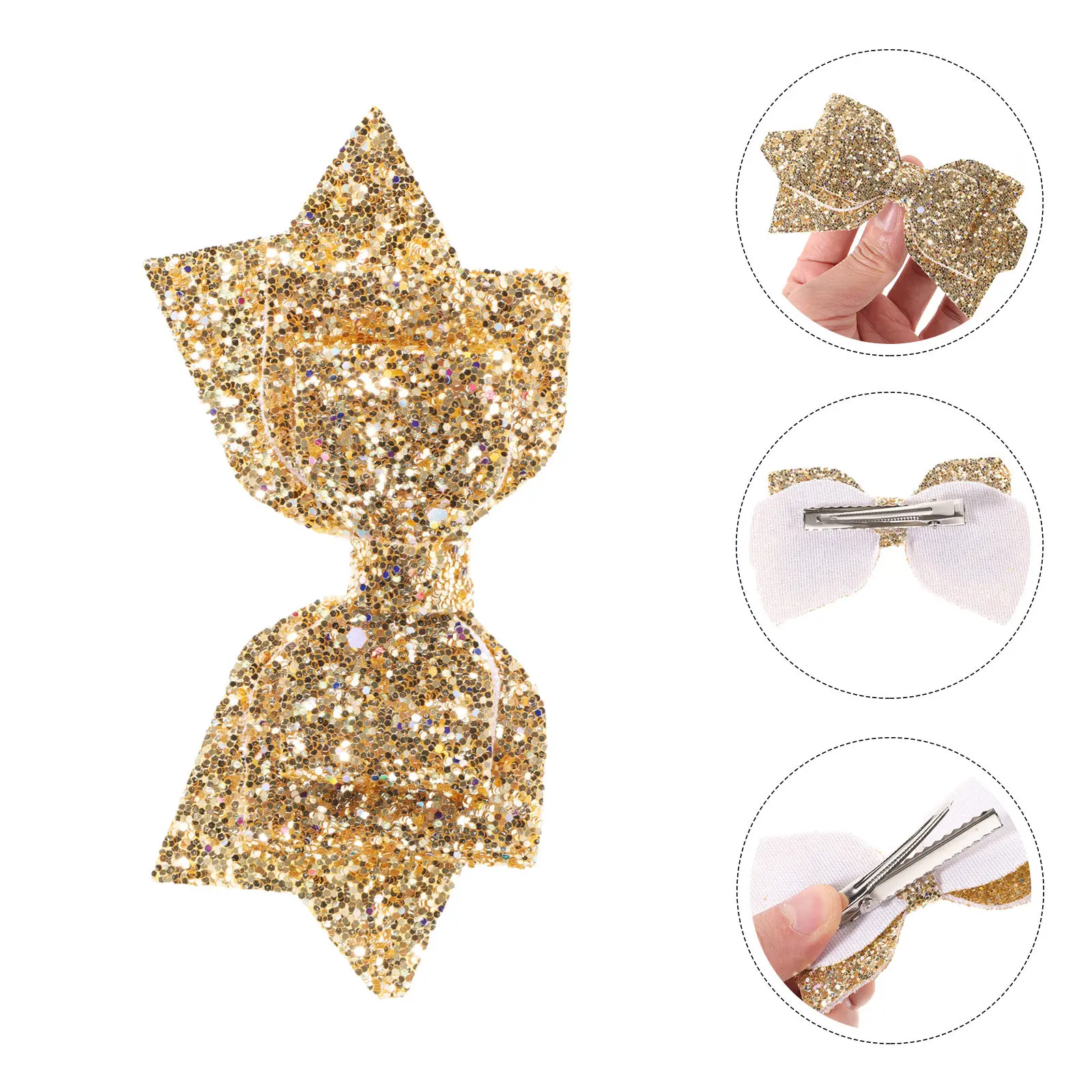 

2 шт. заколки для волос с пайетками, из ткани, яркие, с изящным бантом, удобные для свадьбы, дня рождения, выпускного вечера