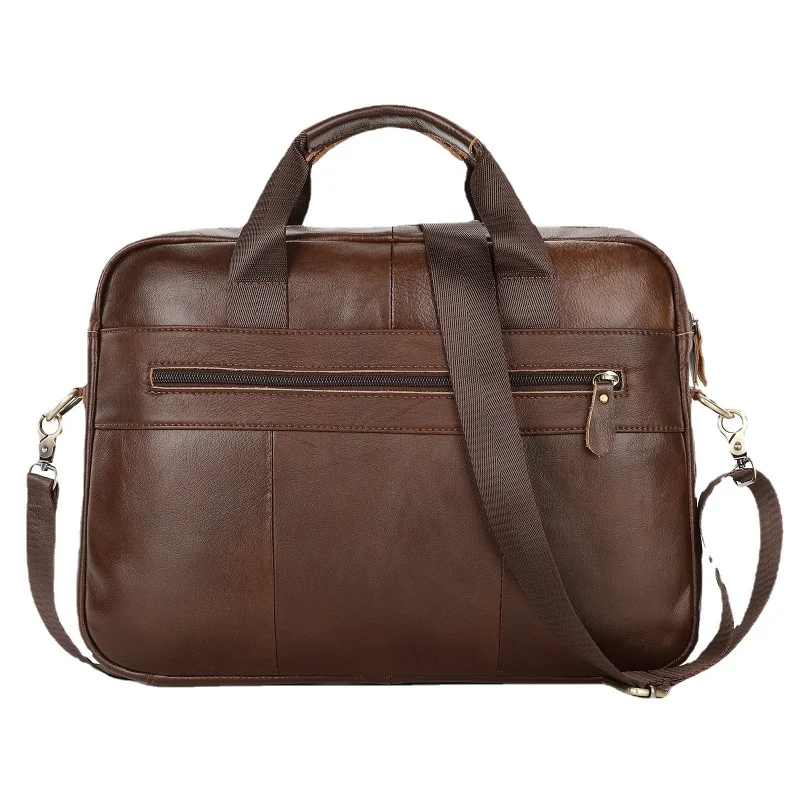 Vintage Genuine Leather Men's Briefcase Business Cowhide Handbag 14" Laptop Bag Office Male Shoulder Messenger Bag