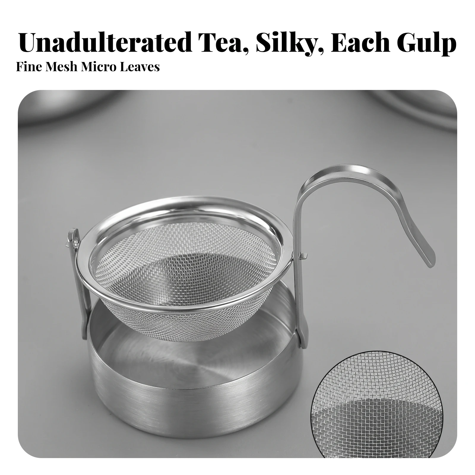 Rotating Tea Strainer Stainless Steel Tea Strainer with Hanging Hook Compact Lightweight for Home Brewing, Office