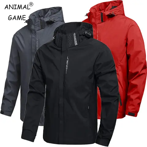 Men's Outdoor Waterproof Raincoat Lightweight Cycling Coat with Hood Streetwear Hiking Windproof Jacket Climbing Outdoor Jackets