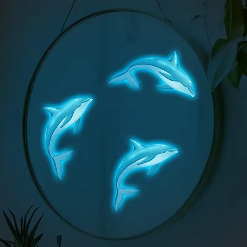 Glow-In-The-Dark Dolphin Sticker Luminous Decal Self-Adhesive Removable Bathroom Sink Stickers Wall Stickers Car Decals