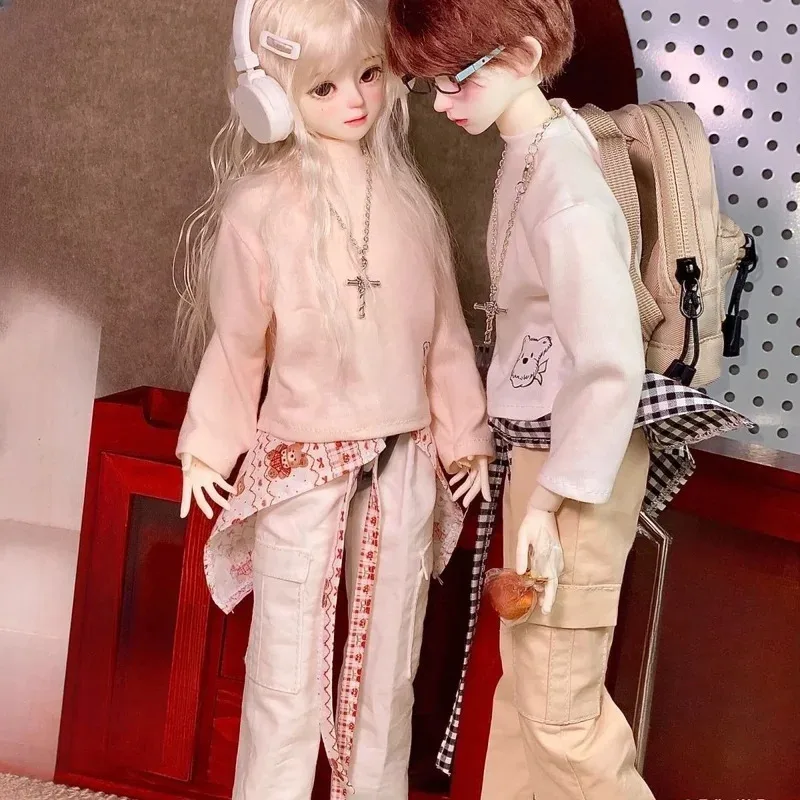 1/4 Doll's Clothes Suit Casual Long Sleeves Pants Top for 45cm Bjd Doll Dress Up Girl Toys Play House Doll Accessories, No Doll