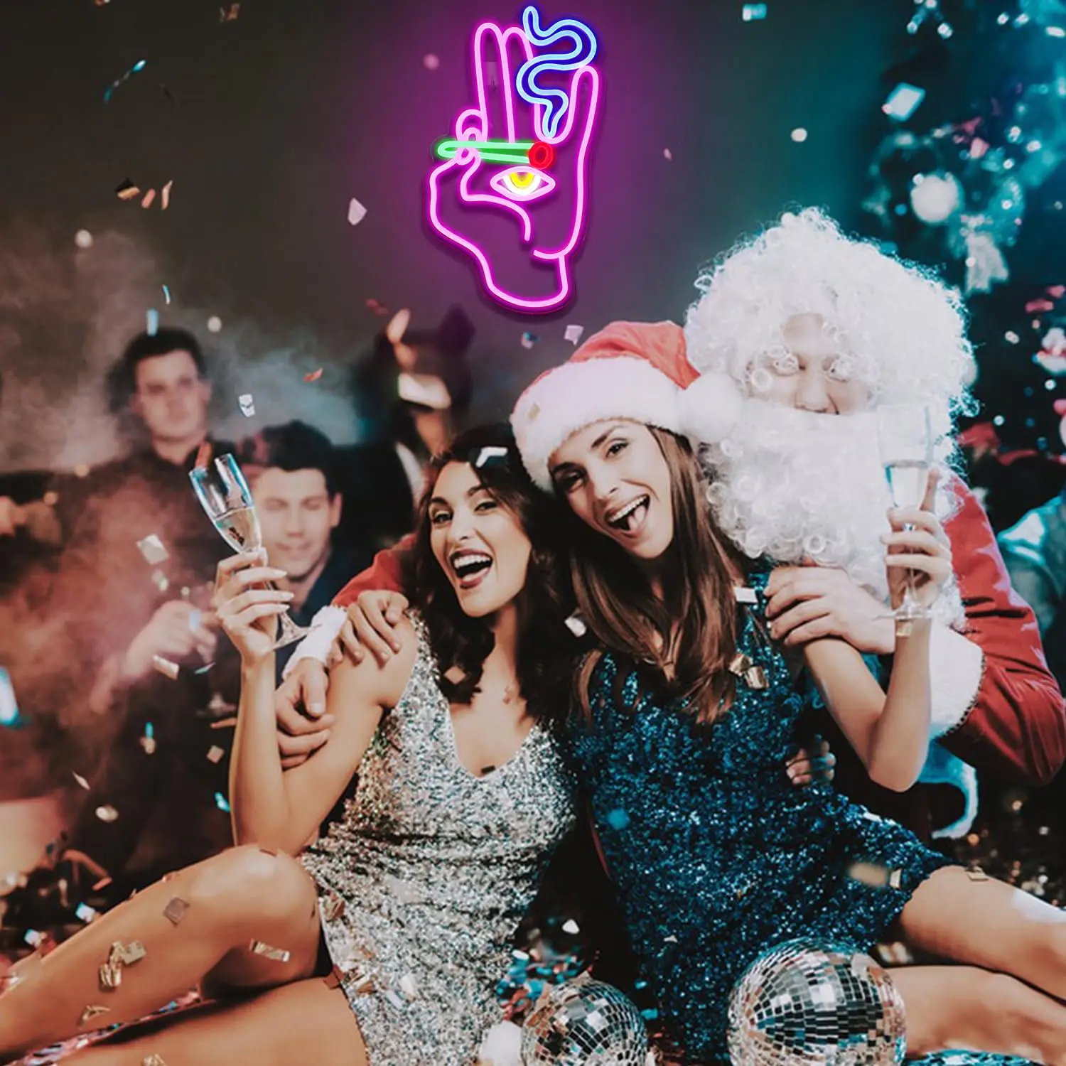 عين الشر اليد ضوء النيون USB بالطاقة التدخين ضوء النيون عكس الضوء لغرفة النوم لعبة غرفة المنزل بار حانة مقهى نادي الحفلات ديكور هدية