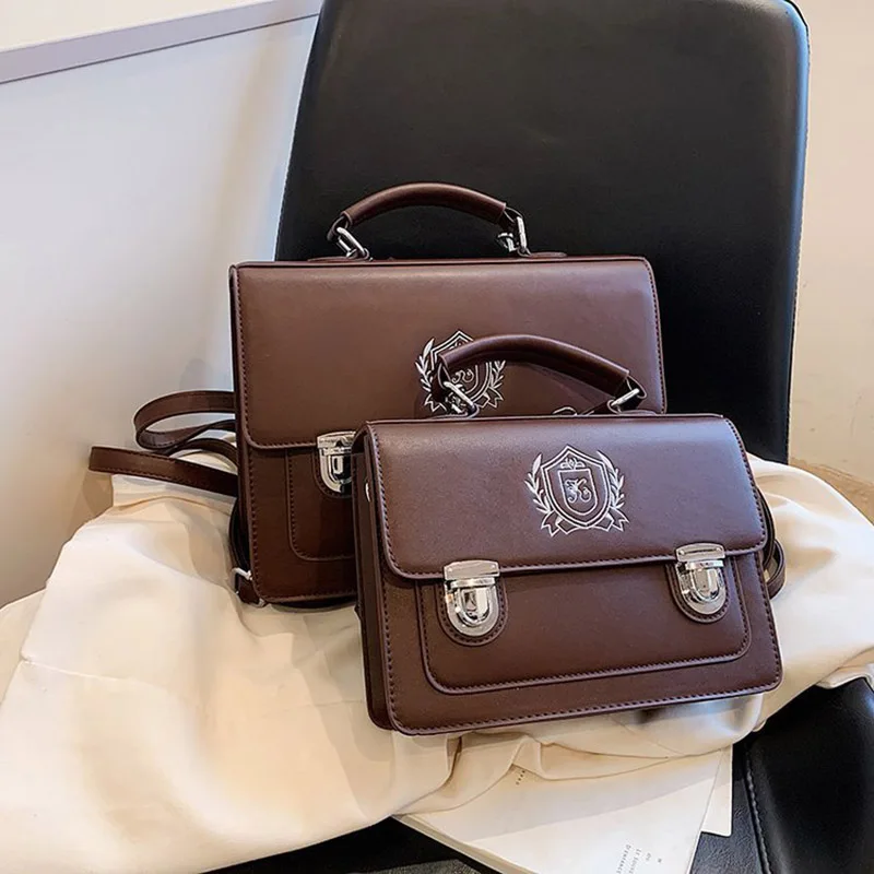 Women Backpack Japanese Jk Uniform Bag Student Handbag Schoolbag Retro PU Crossbody Bag British Messenger Bags Cambridge Bag