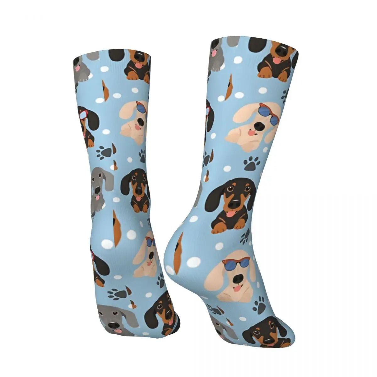 Vintage Happy Dachshund Sausage Dogs Men's compression Socks Unisex Sausage Dogs Street Style Seamless Printed Novelty Crew Sock