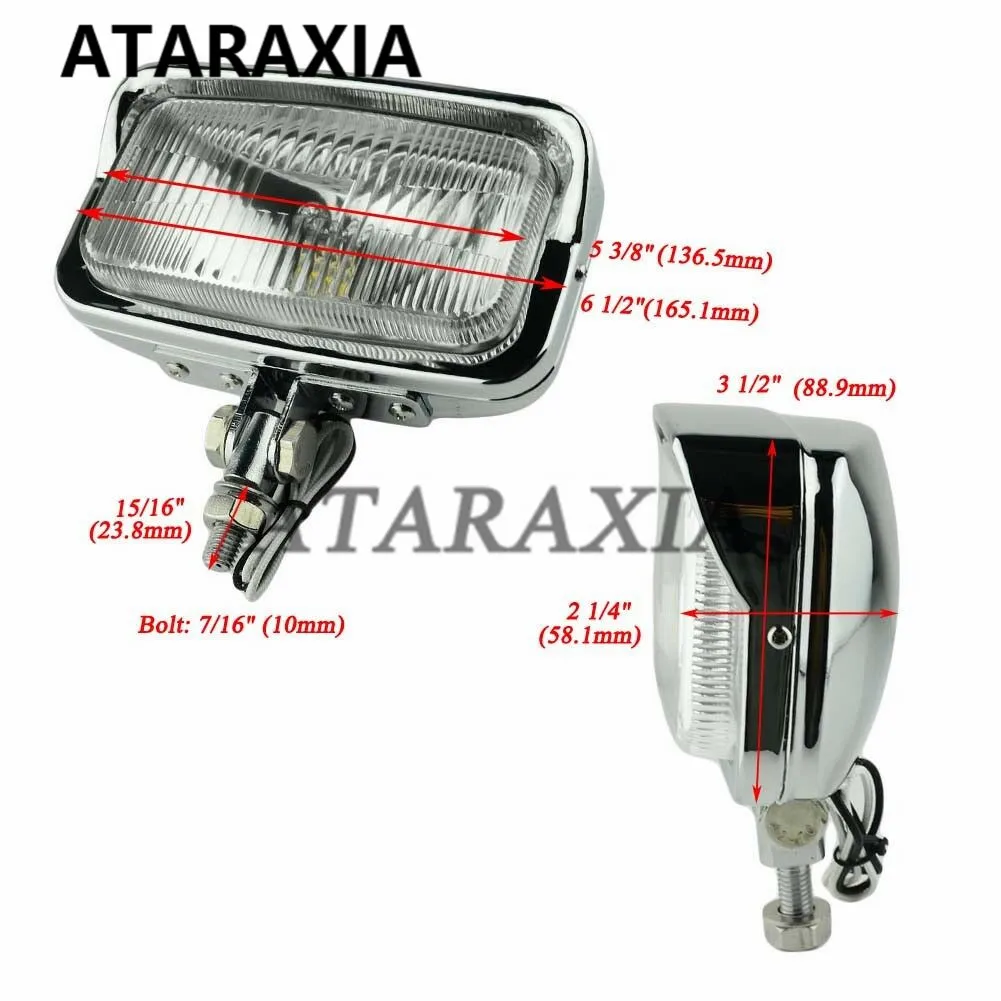 Motorcycle H3 Square Headlight With Bottom Mount Headlamp Universal For Harley Chopper Custom Softail Dyna Suzuki Kawasaki