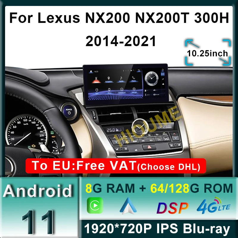 

Android 11 8+128G Car Radio GPS Navigation Multimedia Player CarPlay Autoradio Stereo For Lexus NX NX200 NX200T 300h 2014-2021