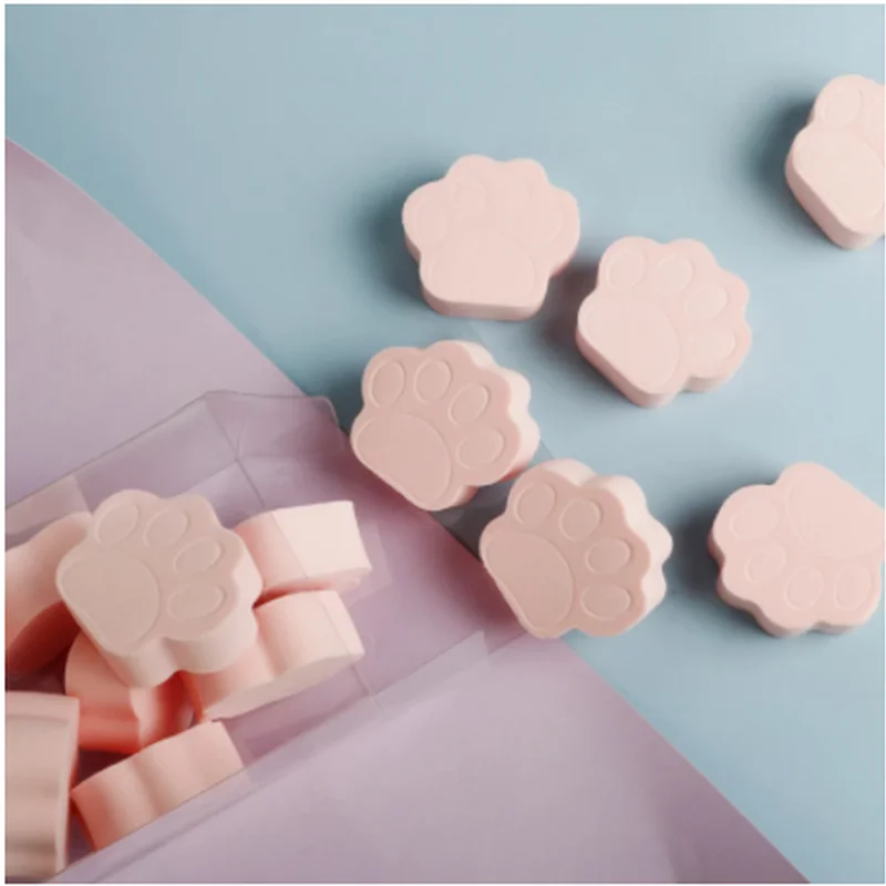 1 unidad de esponja cosmética en forma de pata de gato para mujer, esponja para base de maquillaje suave, herramientas de maquillaje de belleza, rosa, venta al por mayor, dibujos animados bonitos