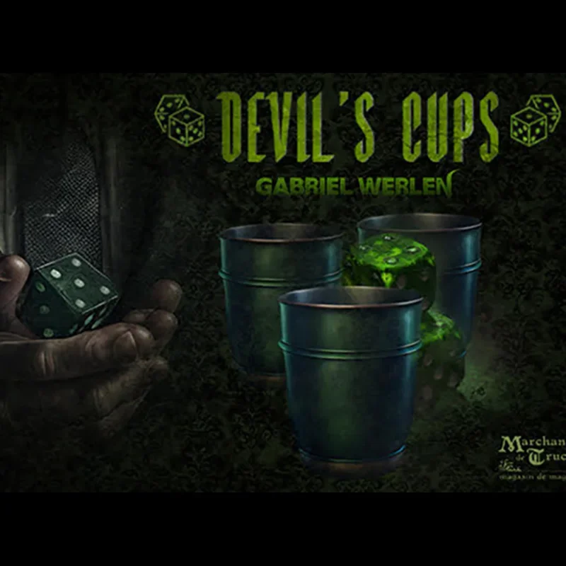 Devil\'s Cups by Gabriel Werlen Magic Tricks Close up Stage Gimmicks Illusions Mentalism Find The Hidden Dice Prediction Props