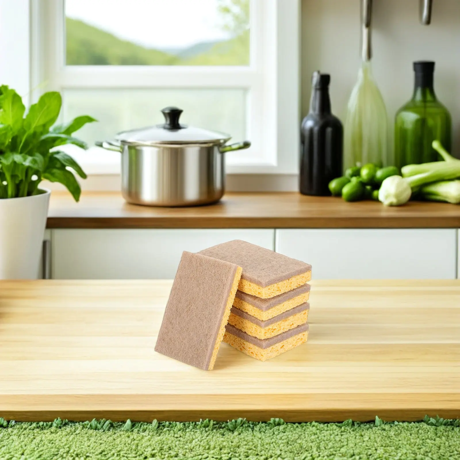 20Pcs Natural Wood Pulp Sponge Dishwashing Brush Scrubber for Kitchen Cleaning Tools Dishes Pans Glassware Sink Countertop