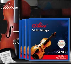 Violino prata ferida e a d g única substituição cordas para violinos tamanho completo para 1/2 1/4 1/8 3/4 4/4 tamanho completo núcleo de aço corda