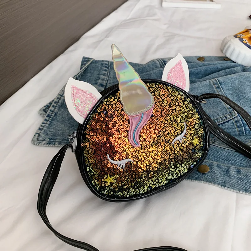 Bolso de hombro con diseño de unicornio brillante para mujer, bandolera informal de alta calidad, versátil, de lujo