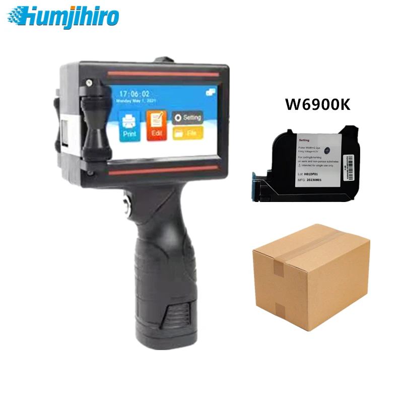HUMJIHIRO 12.7mm Handheld Mobile Portable Thermal Inkjet Printer Variable QR Barcode Code Date Number Logo ExpiryDate